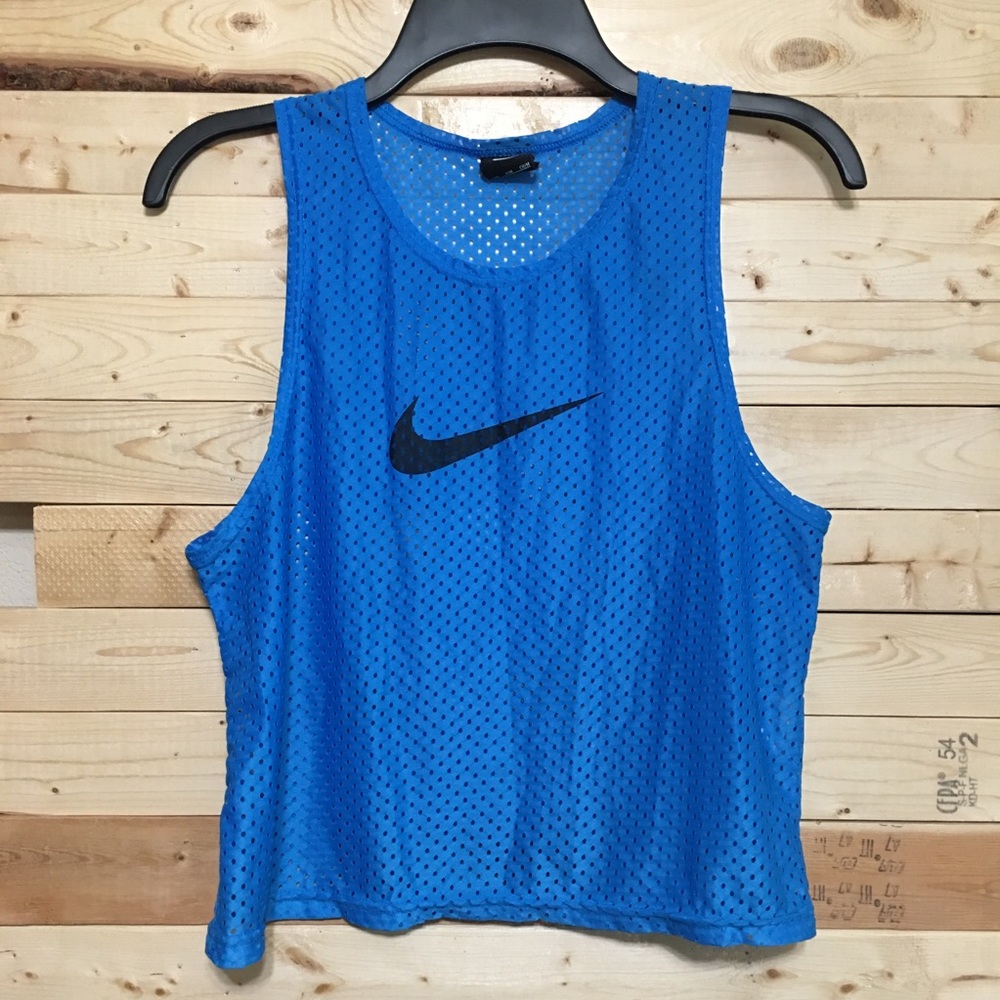 Nike Vintage Women’s Blue Mesh Sleeveless athletic Activewear top size S/M